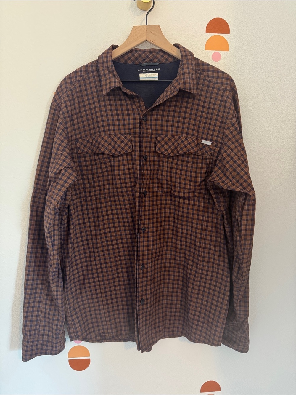 Columbia Navy and Brown Plaid Lined Jacket N0139